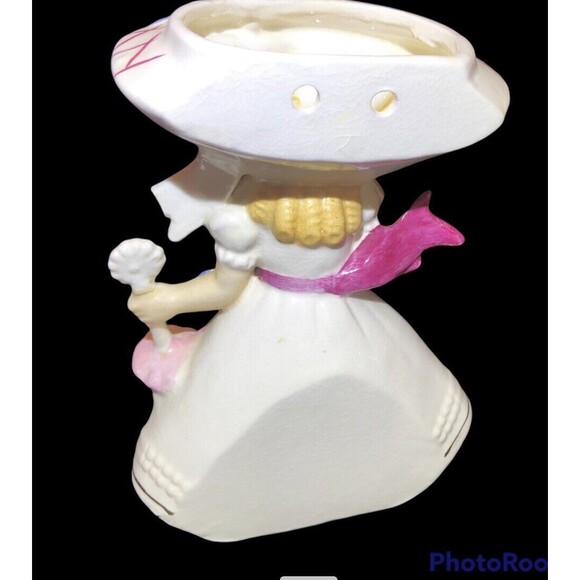 VTG 1955 Vase Lefton Miss Dainty Rare Wall Plaque‎ Retro Ceramic Lady Purse Hat - Picture 4 of 7